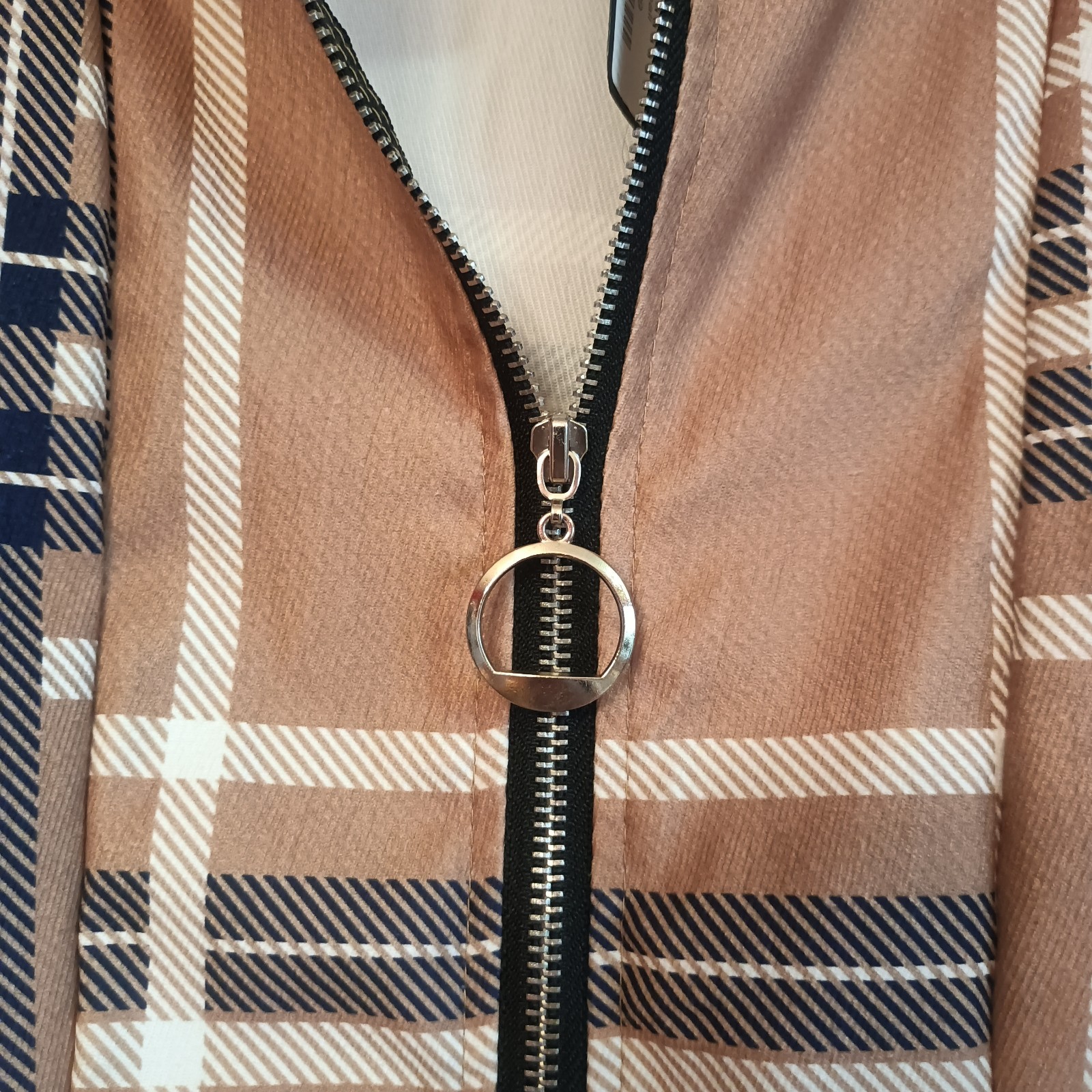 NWT White River Boutique Women’s Size S Blue/Beige/White/Plaid Babe Jacket