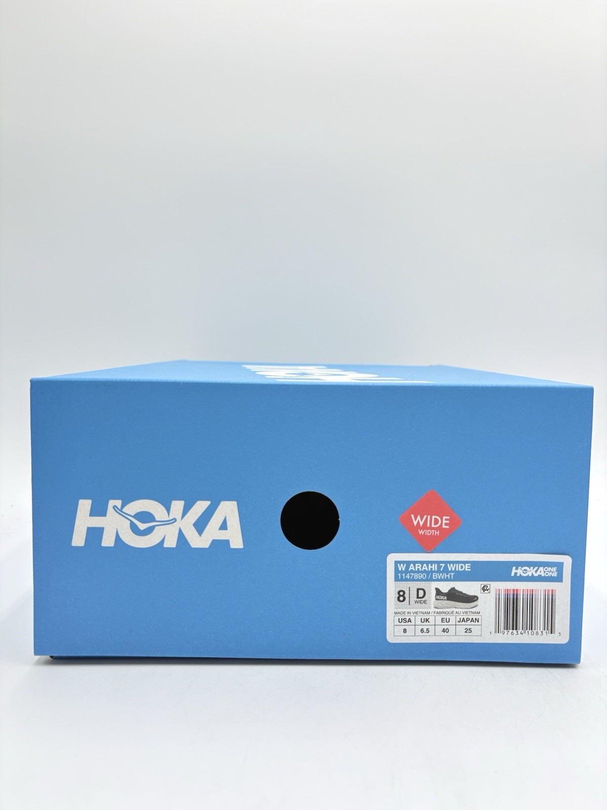 HOKA Women’s Arahi 7 Size 8 Wide Black White |1147890-BWHT|