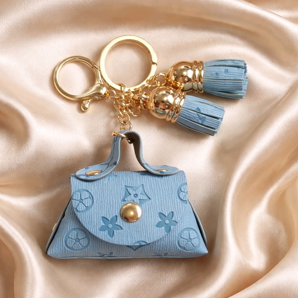 Mini Purse Key Chain Ring Bag Purse Charm Tassels Gold New Silicone & Vinyl NEW