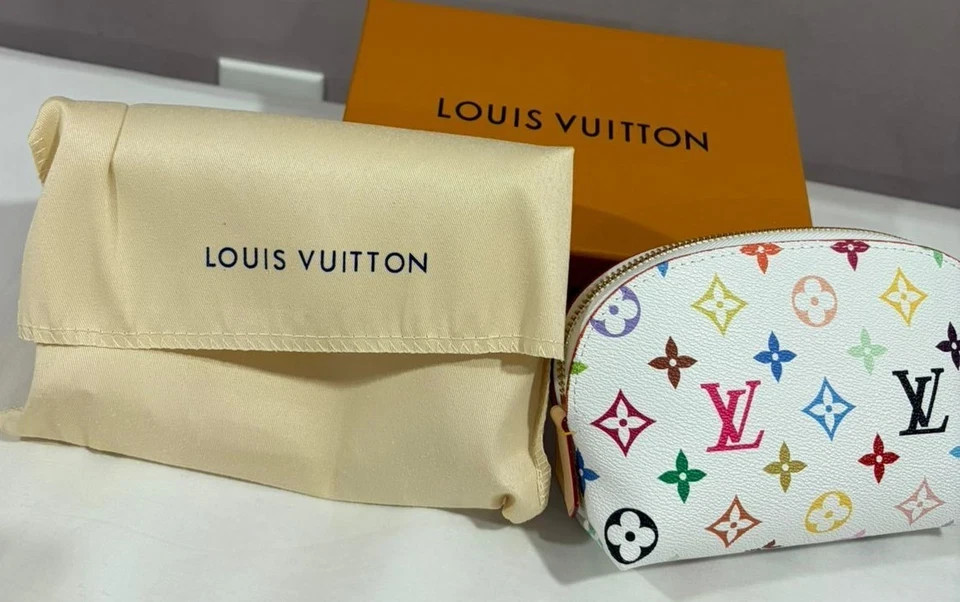 LOUIS VUITTON Multicolor Pochette Cosmetic PM Pouch White