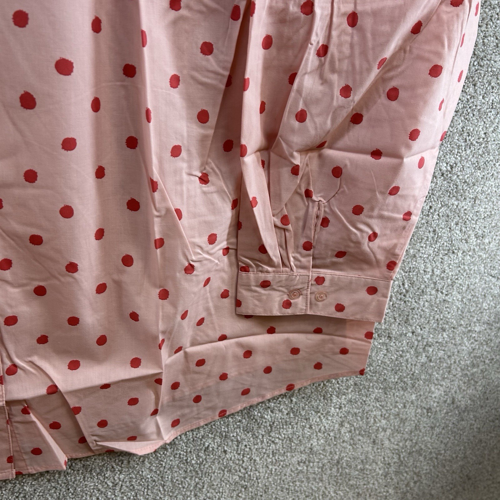 NWOT Roman’s Women’s Button Front Shirt Size 36W Pink Red Polka Dot Blouse Plus