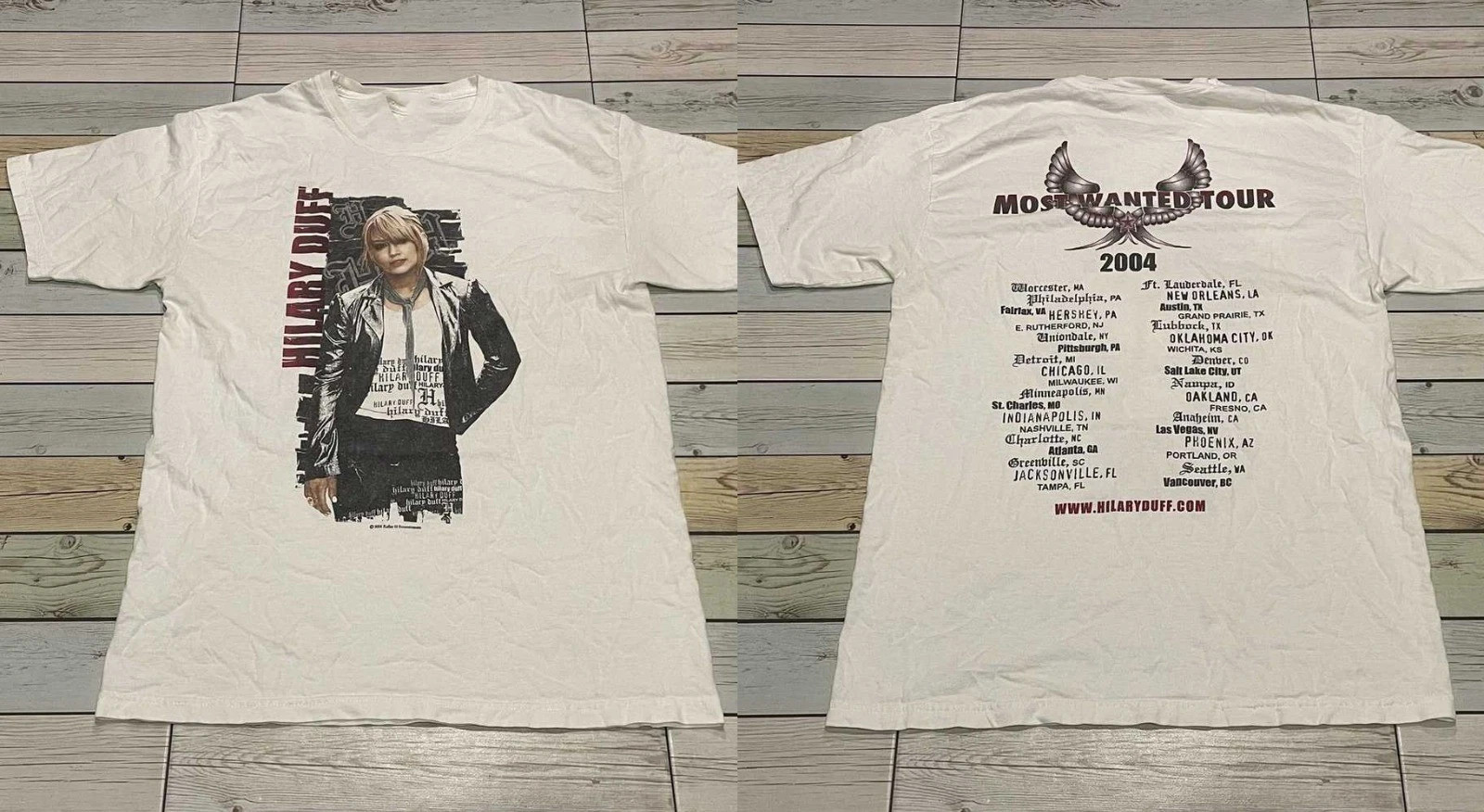 VTG 2004 Hilary Duff Most Wanted Tour 2-Sided T-Shirt S-4XL