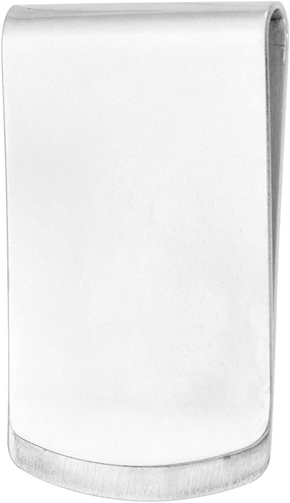 Sterling Silver Money Clip Plain Wide Closed Back Made in Italy 1 X 1 3/4 inch