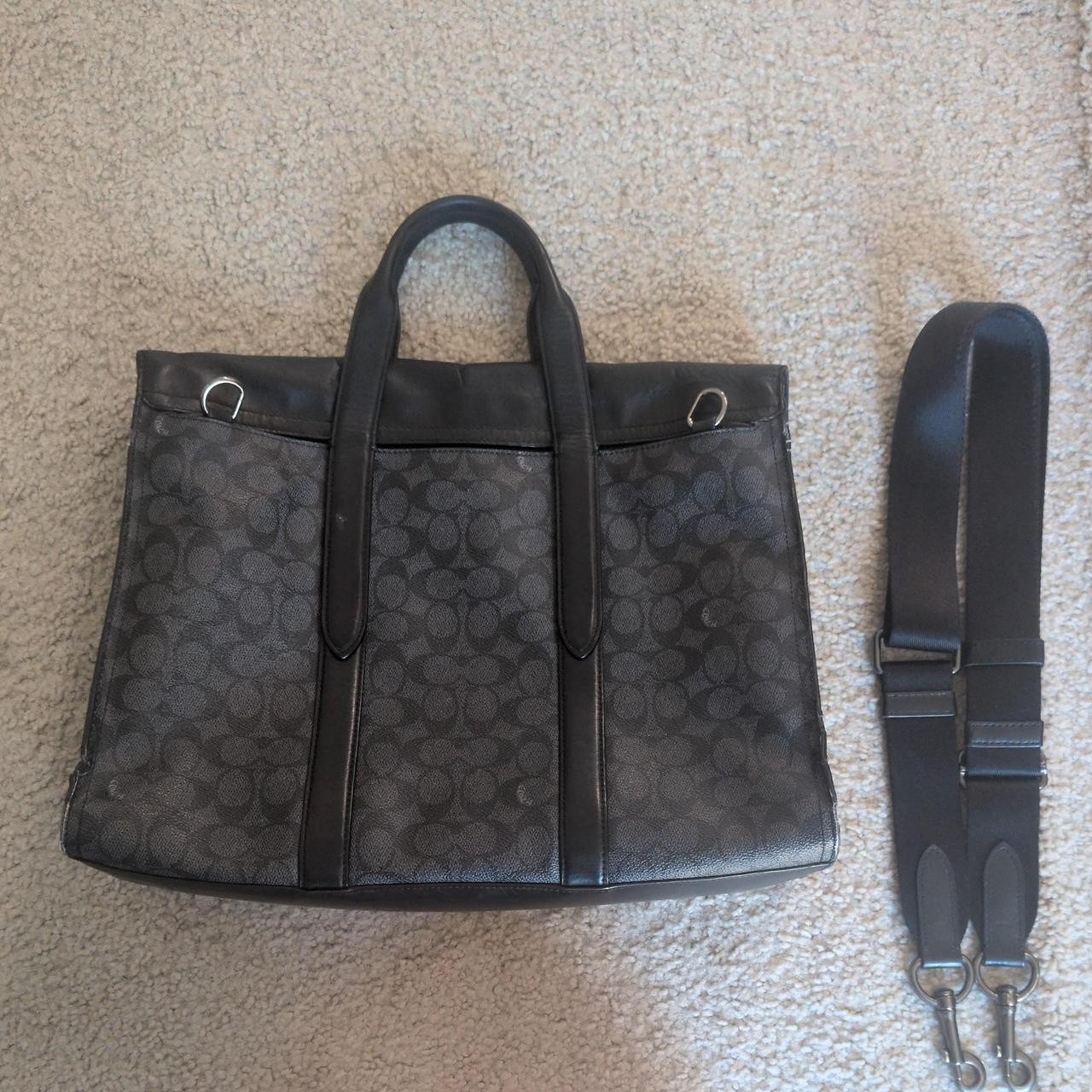Coach Mens Black Signature Inner Pockets Travel Briefcase/Document Case