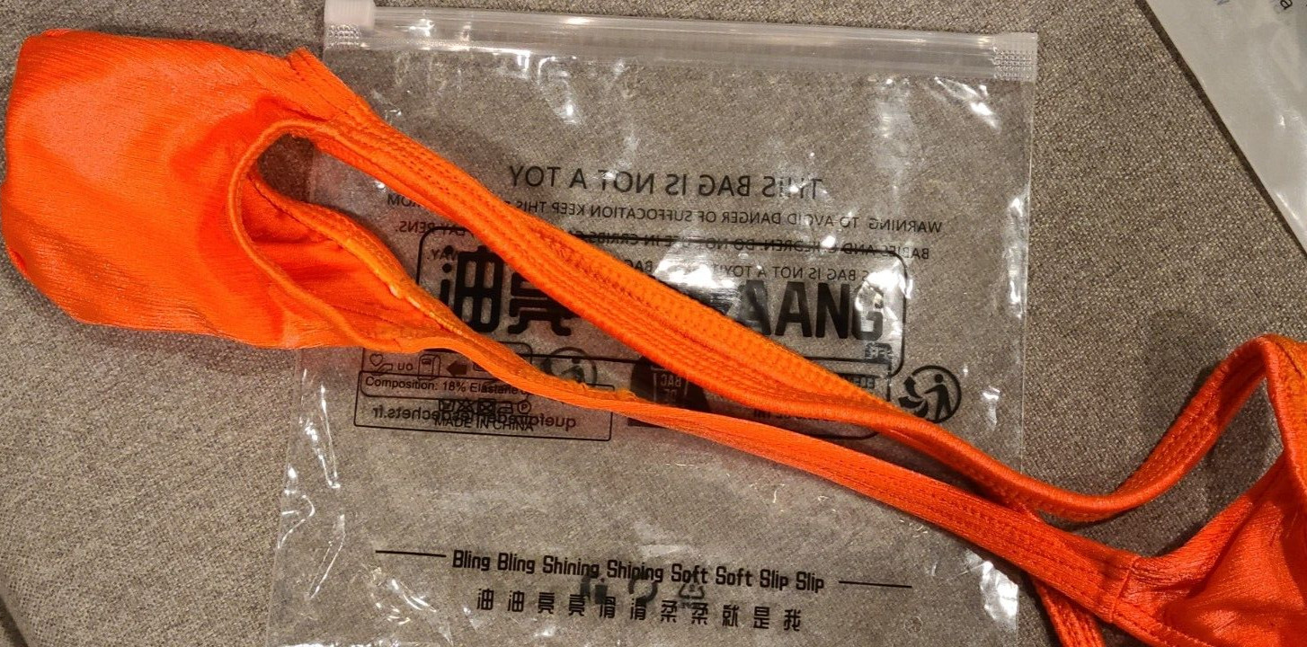 MENS GLOSSY RIBBED FABRIC GRAPE SMUGGLERS MICRO THONG-ORANGE (S/M 28-34)