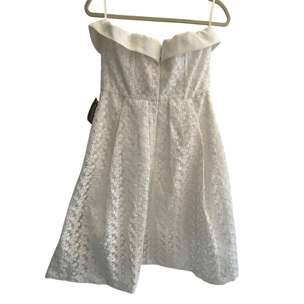 New Eva Mendes White Lace Strapless Mini Dress Women’s Size Medium Bride Bridal