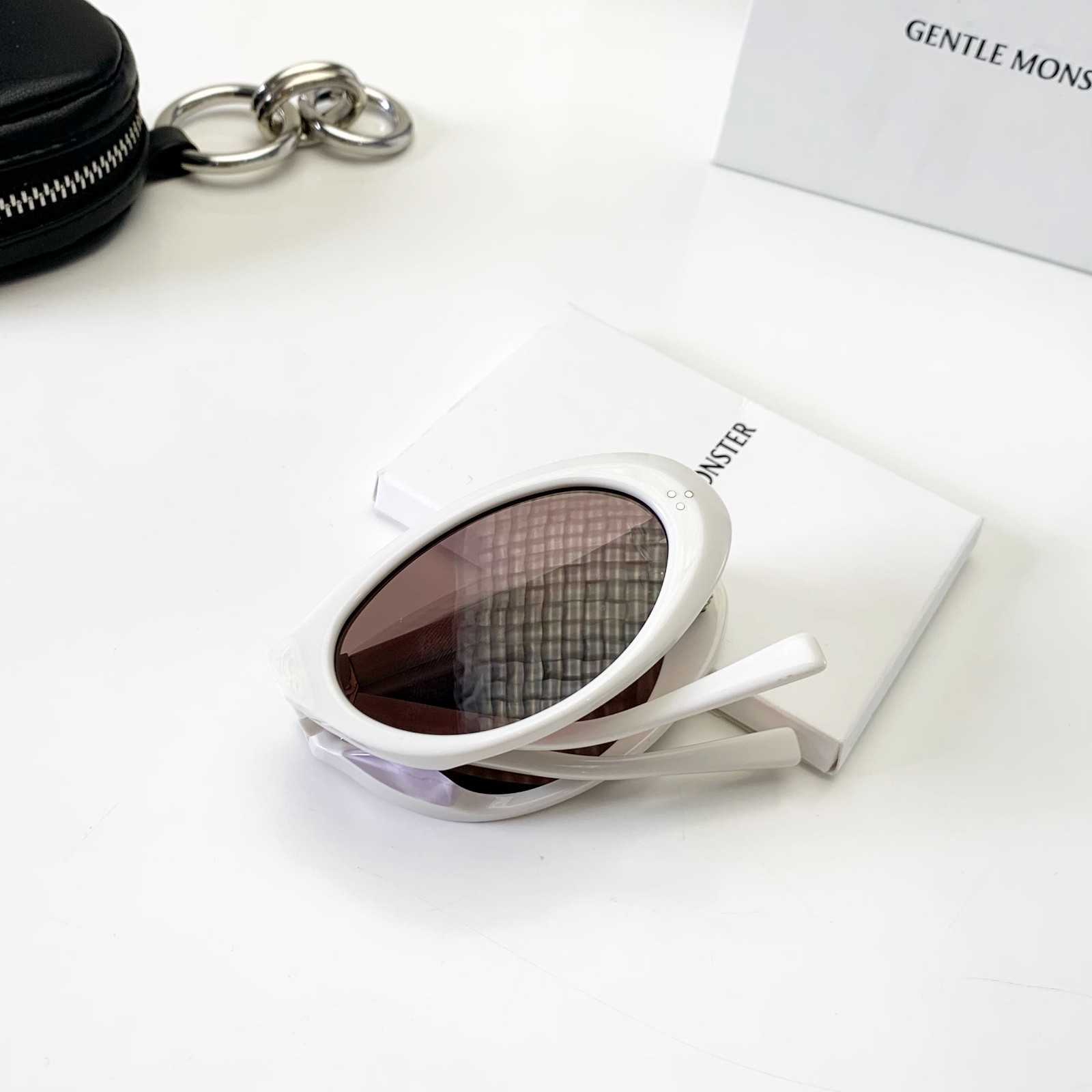 GENTLE MONSTER LOLANG White Brown 55口21-132 Sunglasses New w/ Case