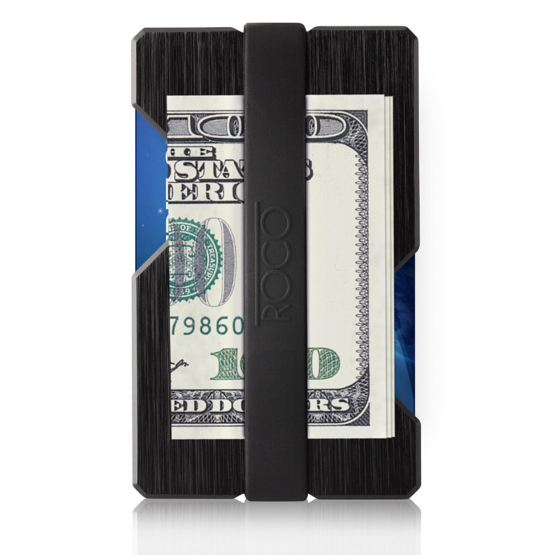 Roco Minimalist Aluminum Slim Wallet RFID Blocking Money Clip-Futuristic Design