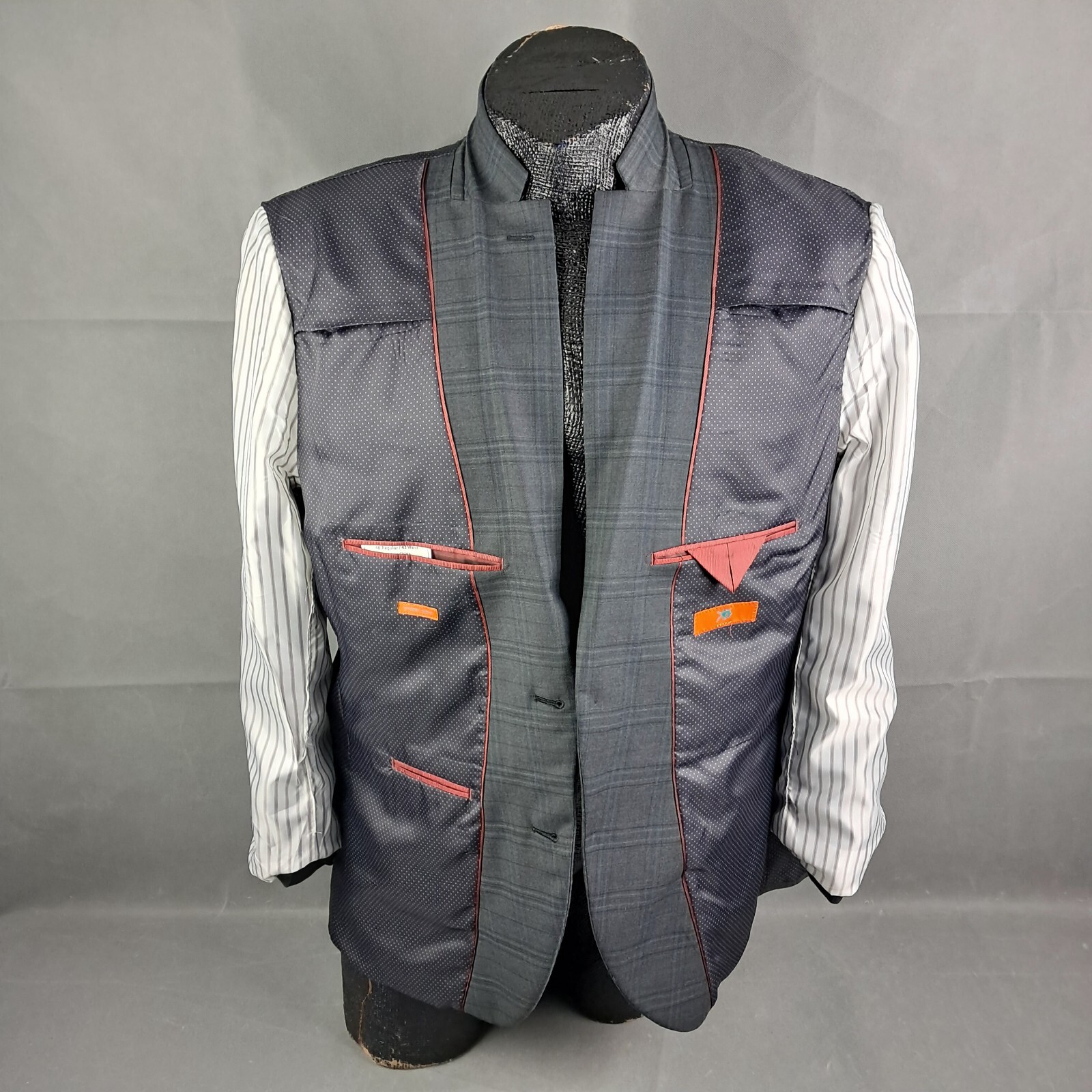 Egara Extreme Slim Fit Sportcoat 48R Mens Gray Windowpane Check 2-Button Jacket