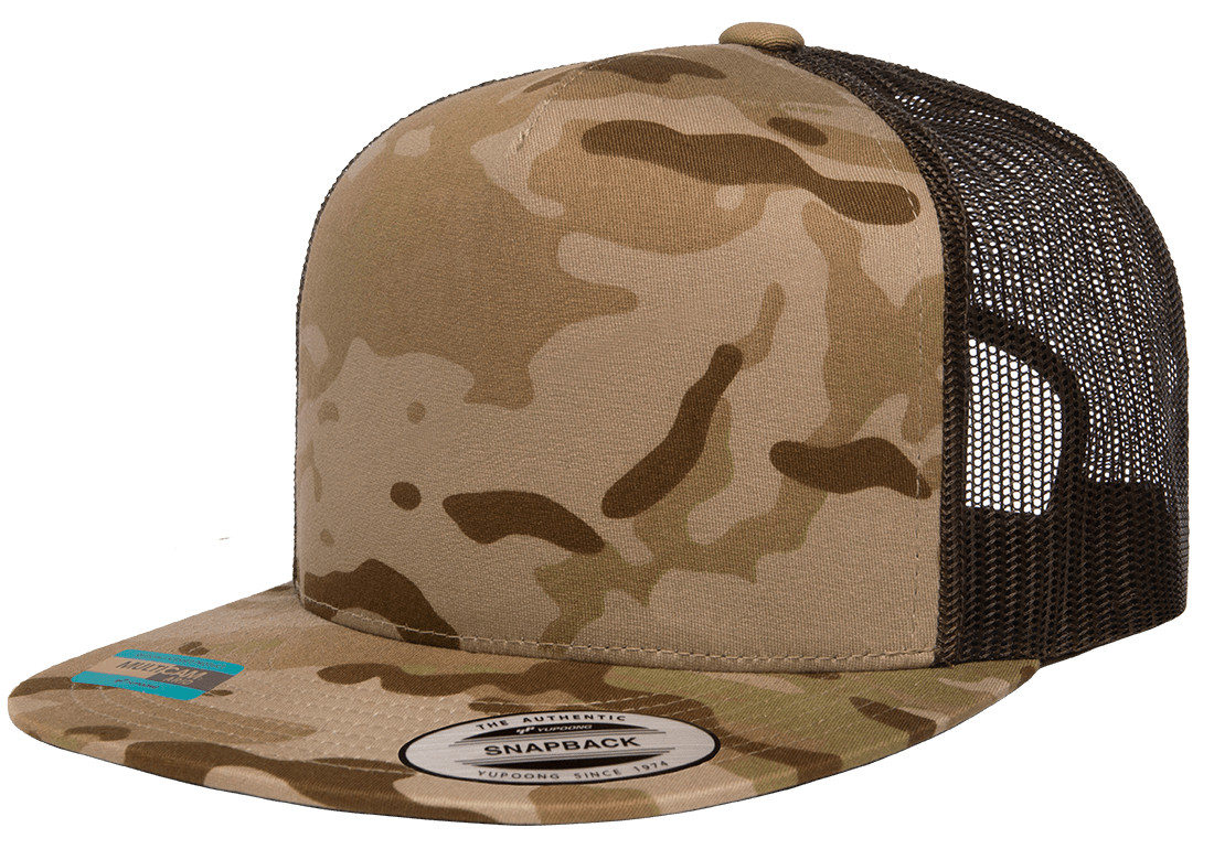 YP Classics Flat Bill Trucker Cap Yupoong Meshback Snapback Hat 6006 5-Panel