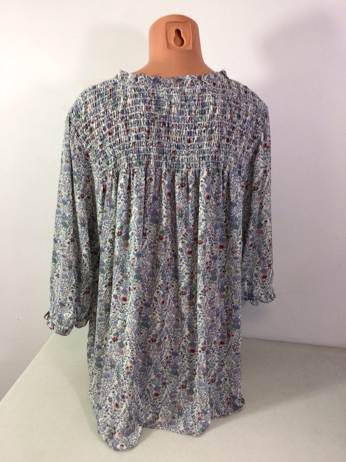Rose & Olive Floral Blouse Peasant Top Womens 2X