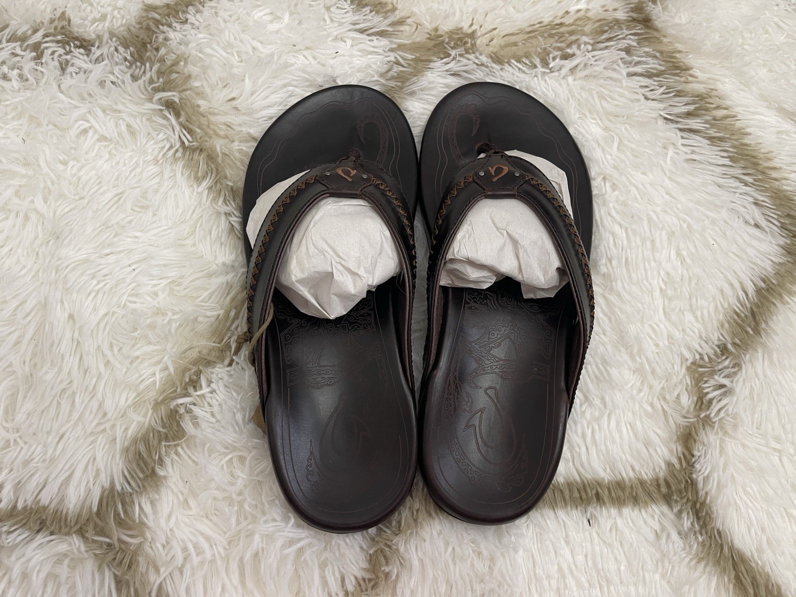 🧡*NIB* OluKai Men’s Size 10 Mea Ola Leather Beach Outdoor Sandals -Dark Java 🧡