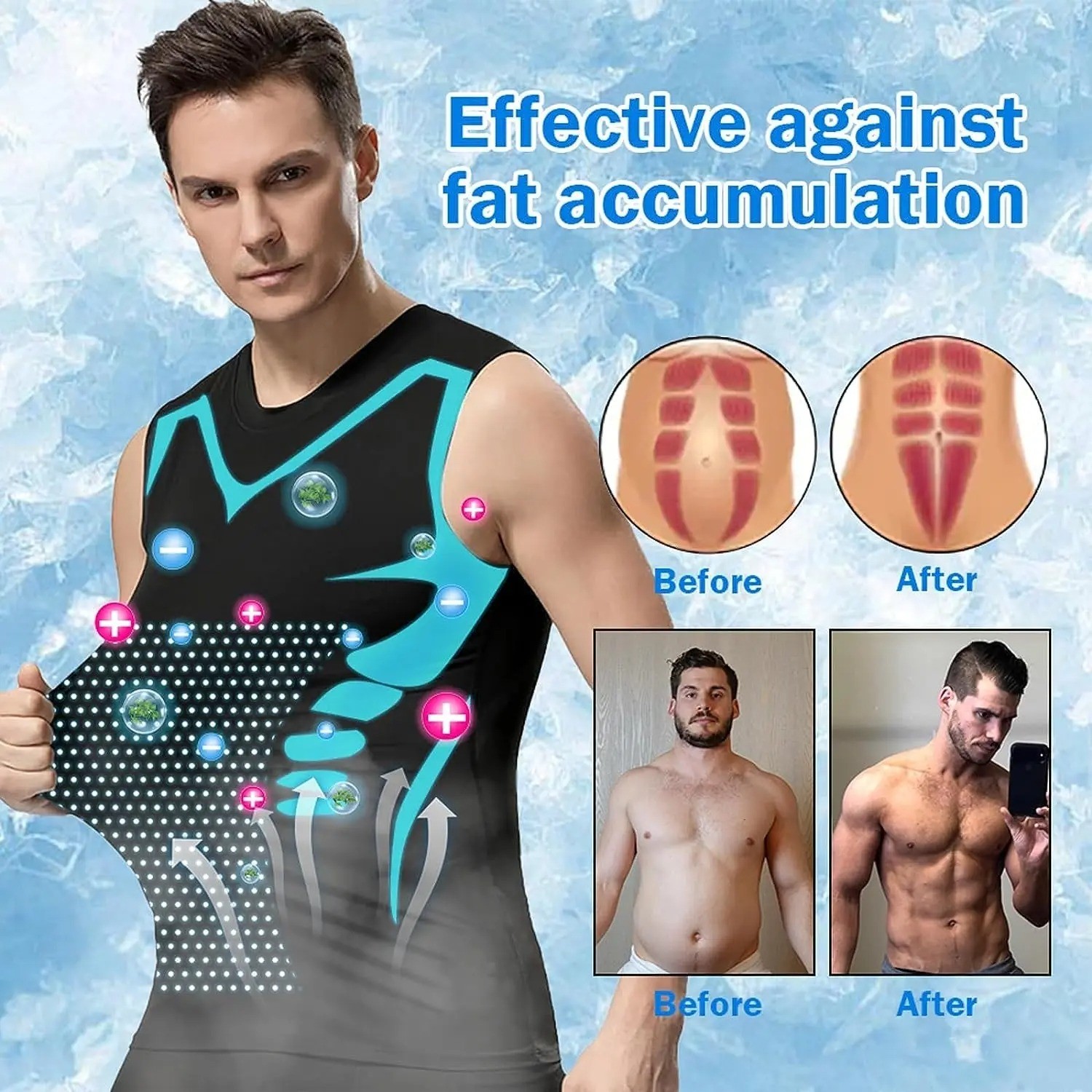 Men Compression Shirt Version Ionic Shaping Sleeveless Vest Sport Tank Top S-2XL