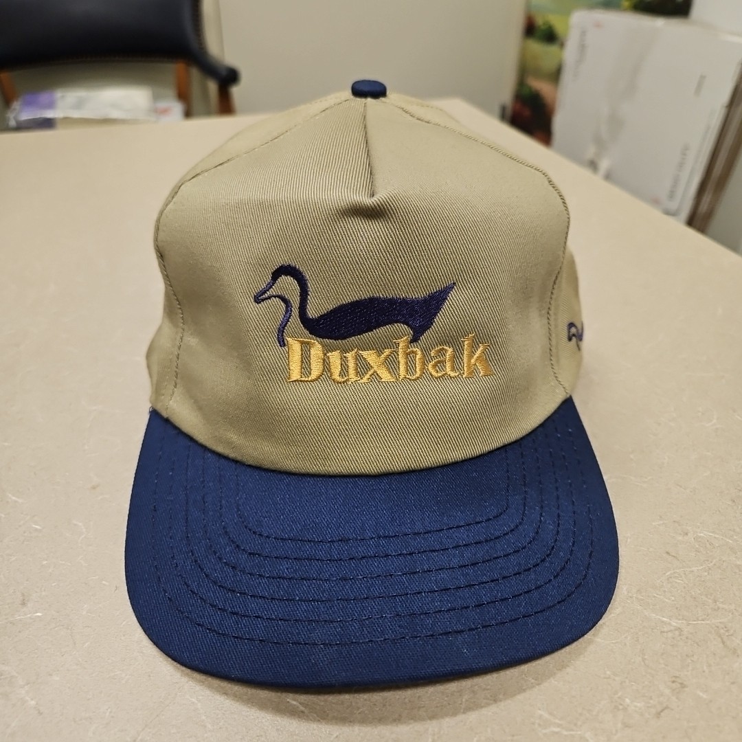Duxbak Vintage 90’s canvas embroidered logo snapback hat cap 2tone Blue Beige…