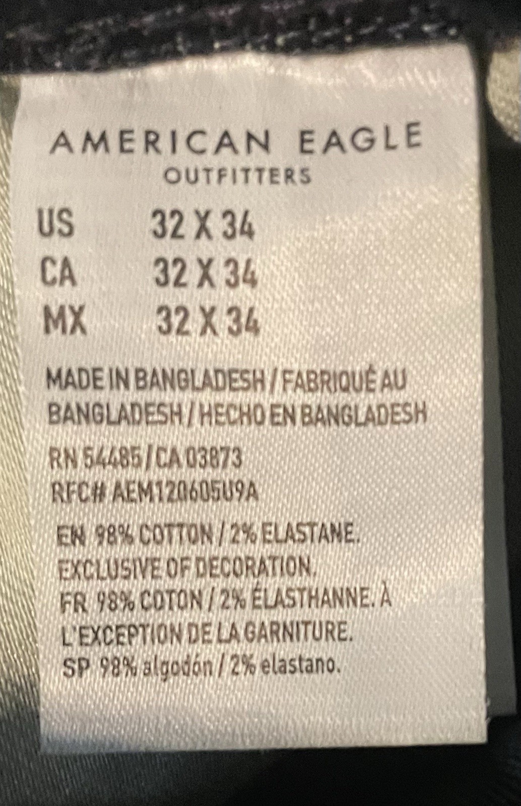 Men’s American Eagle Airflex+ Skinny Dark Wash Jeans NWT !! Size 32 X 34