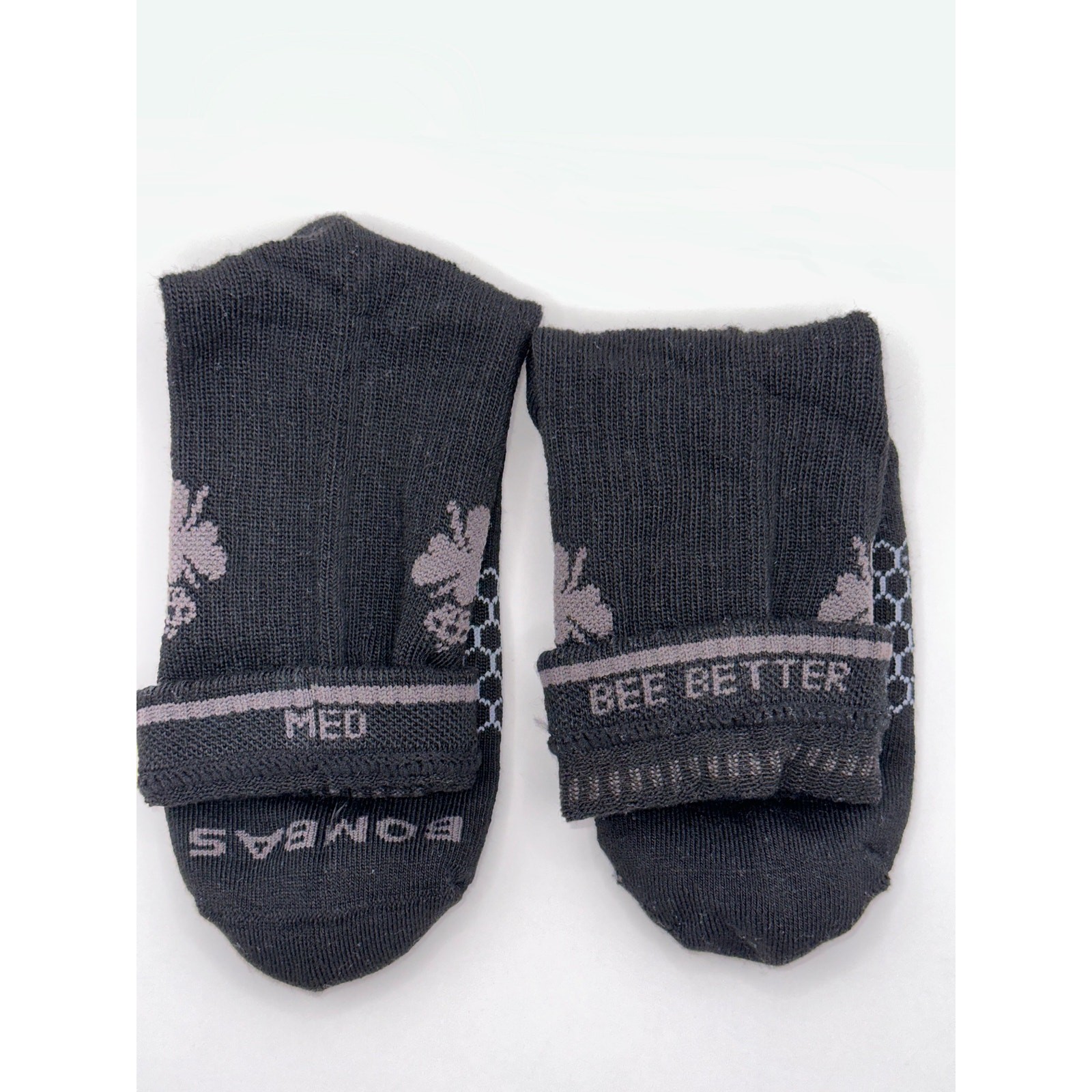 3 Pairs BOMBAS Honeycomb Crew socks Size Medium 6-10 Black Unisex
