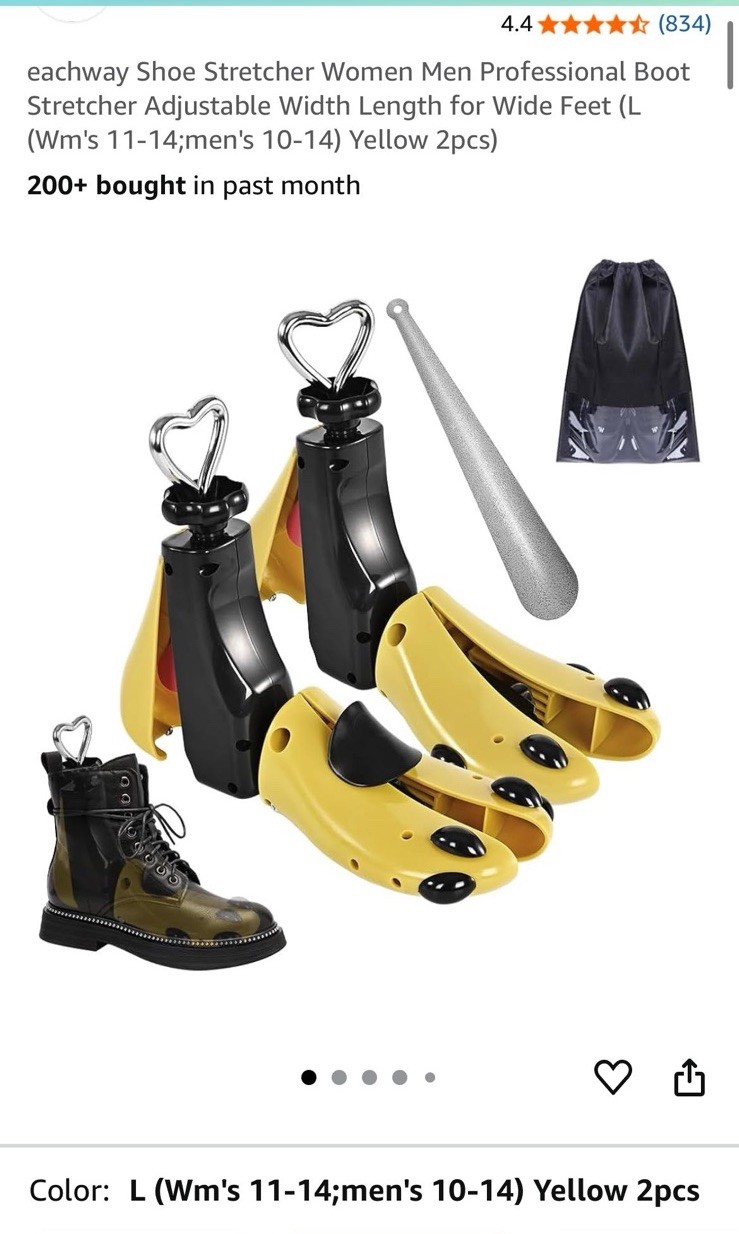 2pcs Yellow Shoe Stretcher Adjustable Width Length Wm’s 11-14, men’s 10-14