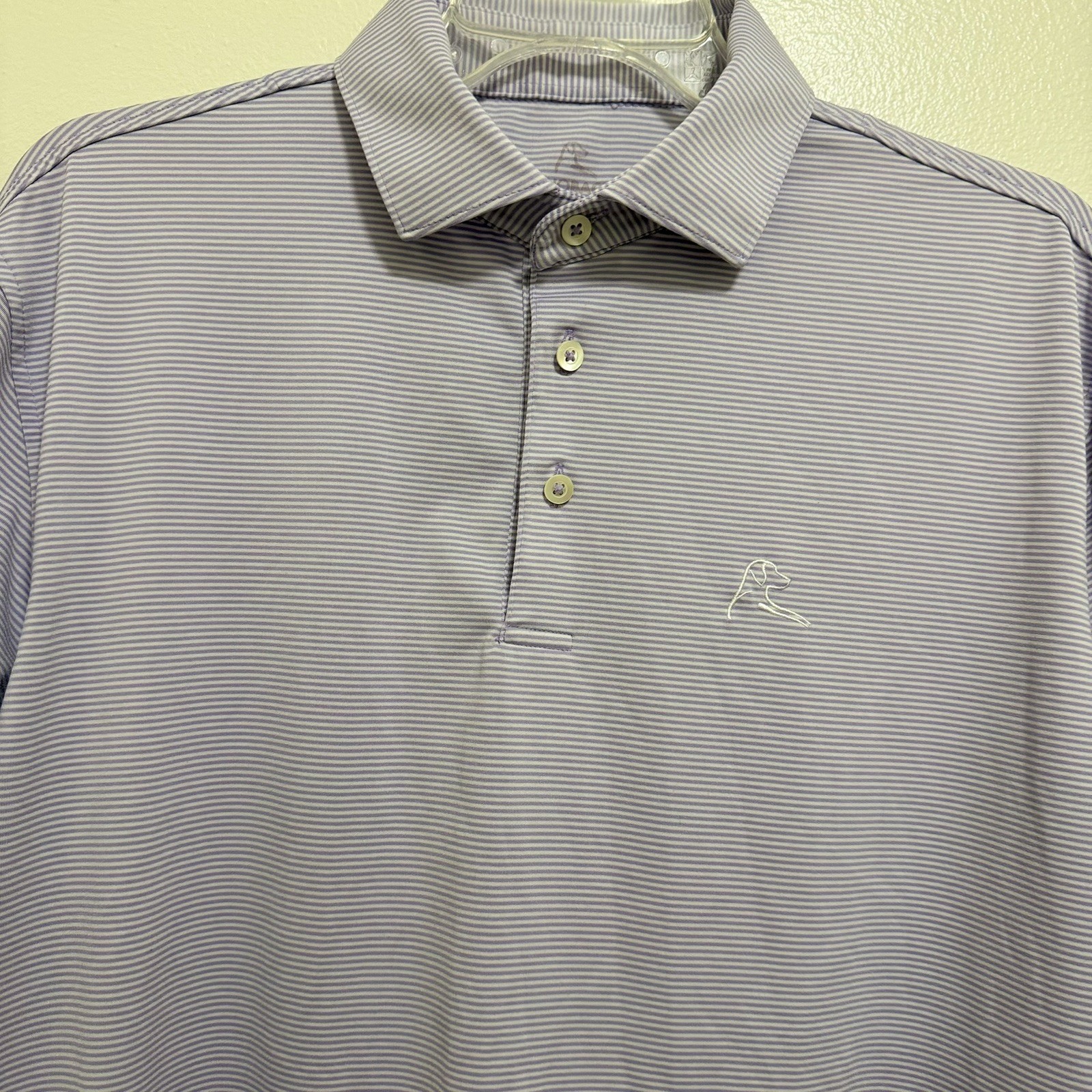 Rhoback Performance Stretch Polo Shirt Purple/White Stripe Men’s Size M