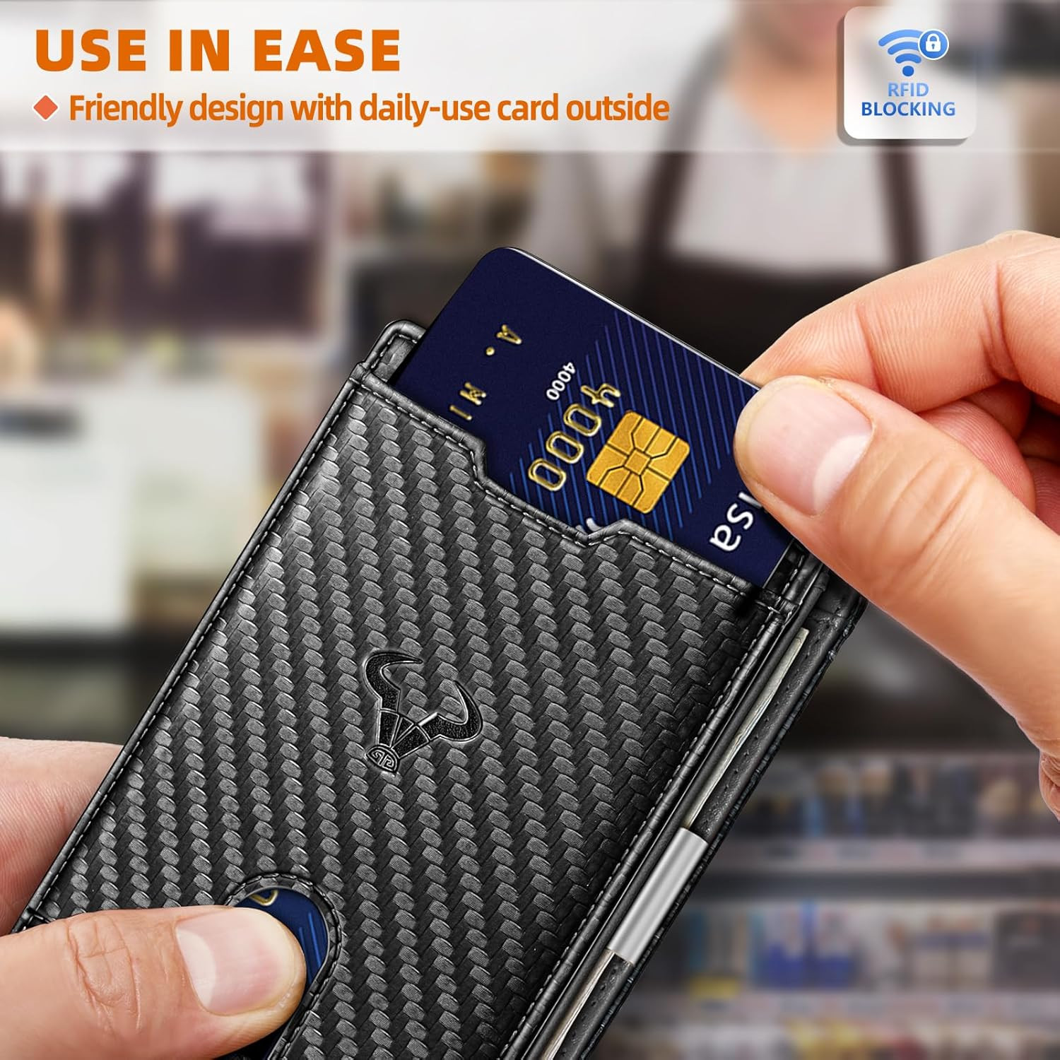 BULLIANT Men Wallet Airtag&Standard Use,Slim Front Pocket Wallet Money Clip for