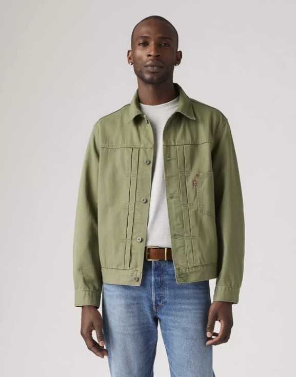 Levi’s Premium Type 1 Denim Trucker Jacket Men’s Sizes S-XXL Cotton Green