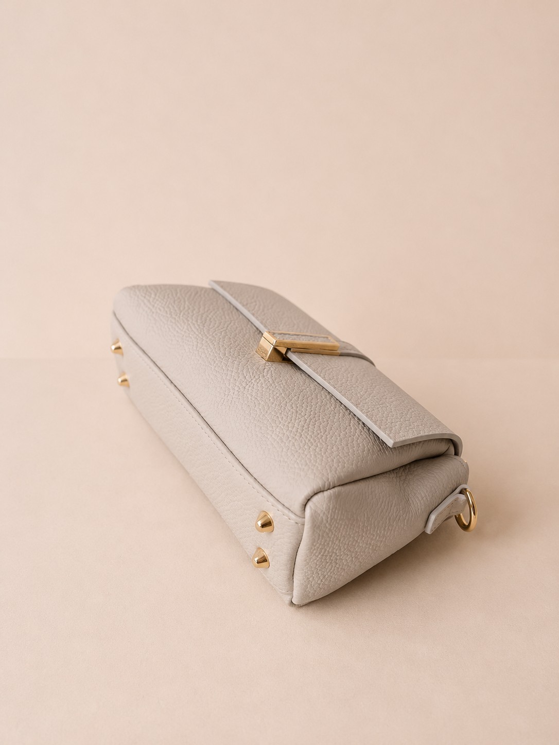 Ivory Beige Italian Leather Crossbody Bag, Small Minimalist Purse, Made in Italy