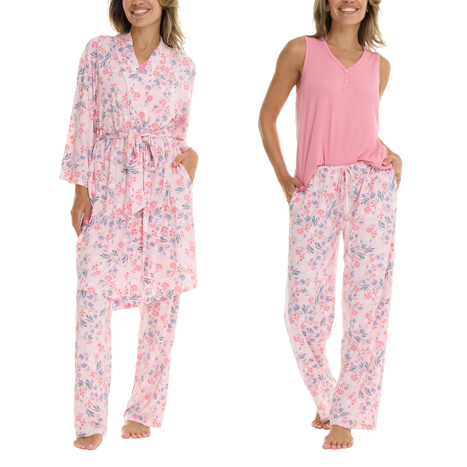 Flora Nikrooz Women’s 3-piece PJ Set Side Pockets on Robe and Pants