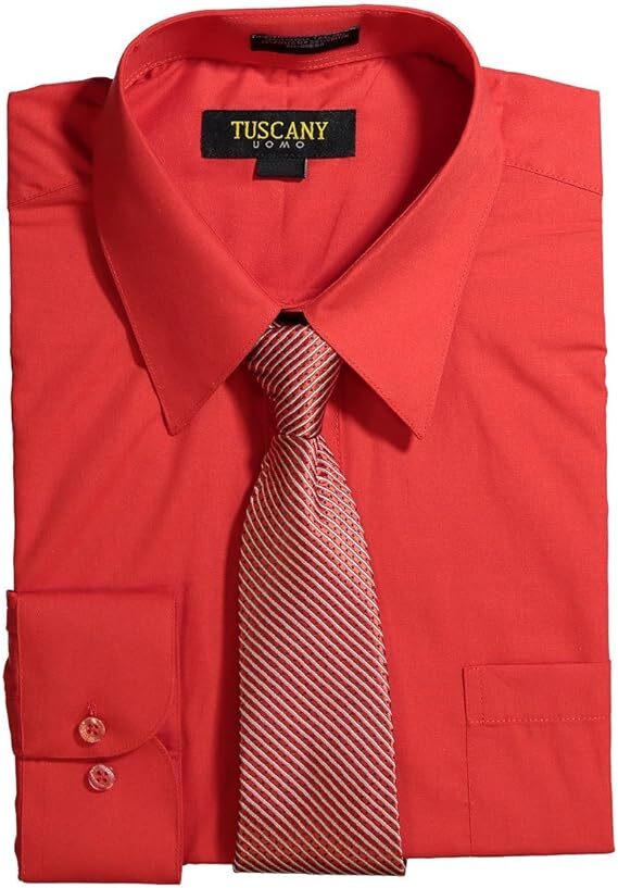Men’s Dress Shirts With Matching (Random design) Tie Set Cotton Blend Shirt Set