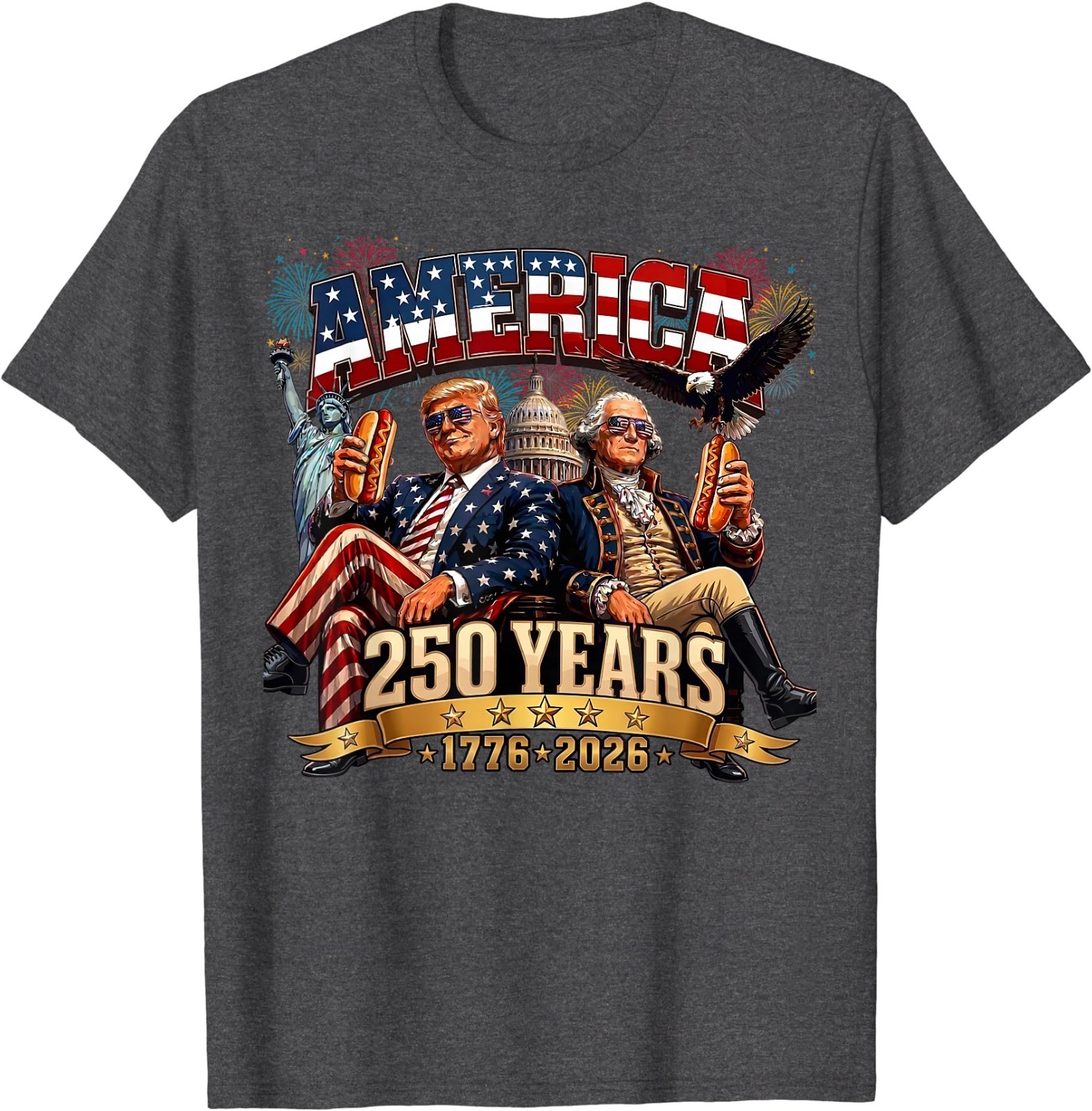 250 Years America Anniversary 250th Trump Washington Vintage T-Shirt
