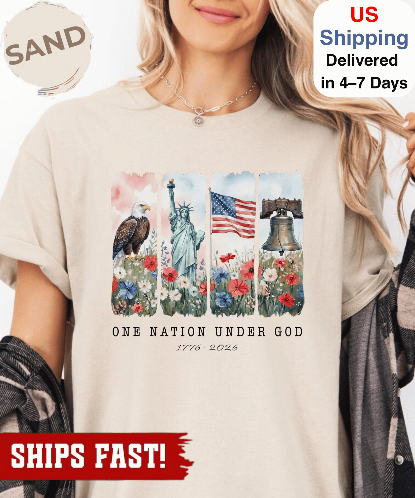 One Nation Under God Shirt, America 250 Anniversary, Patriotic Christian Fourth