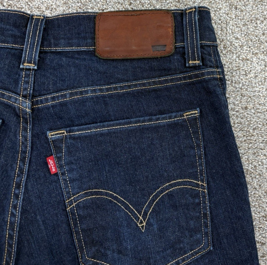 VTG Levis Super Skinny Jeans Mens 32×32 Blue Dark Wash Stretch Leather Patch Y2K
