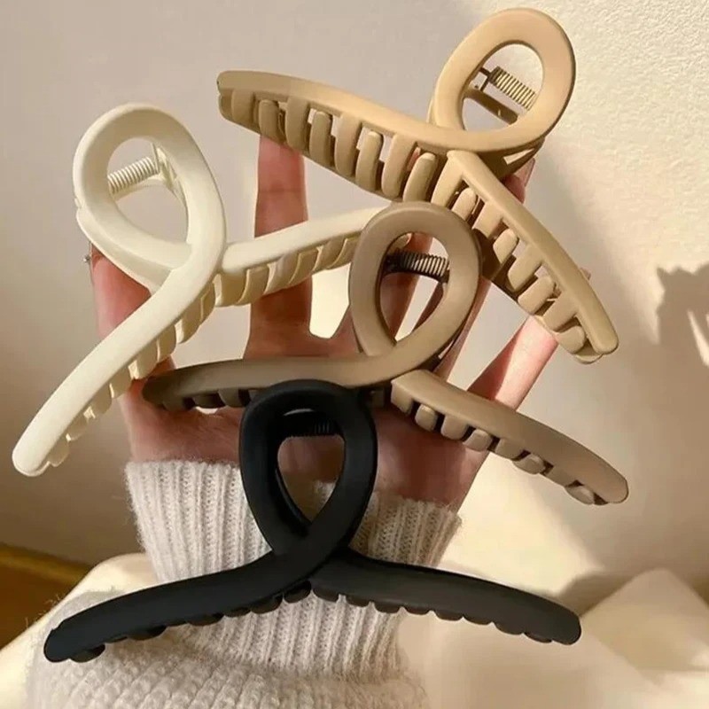 Women Large Matte Hair Claw Clip Cross Hair Clamp Korean Hair Accessory