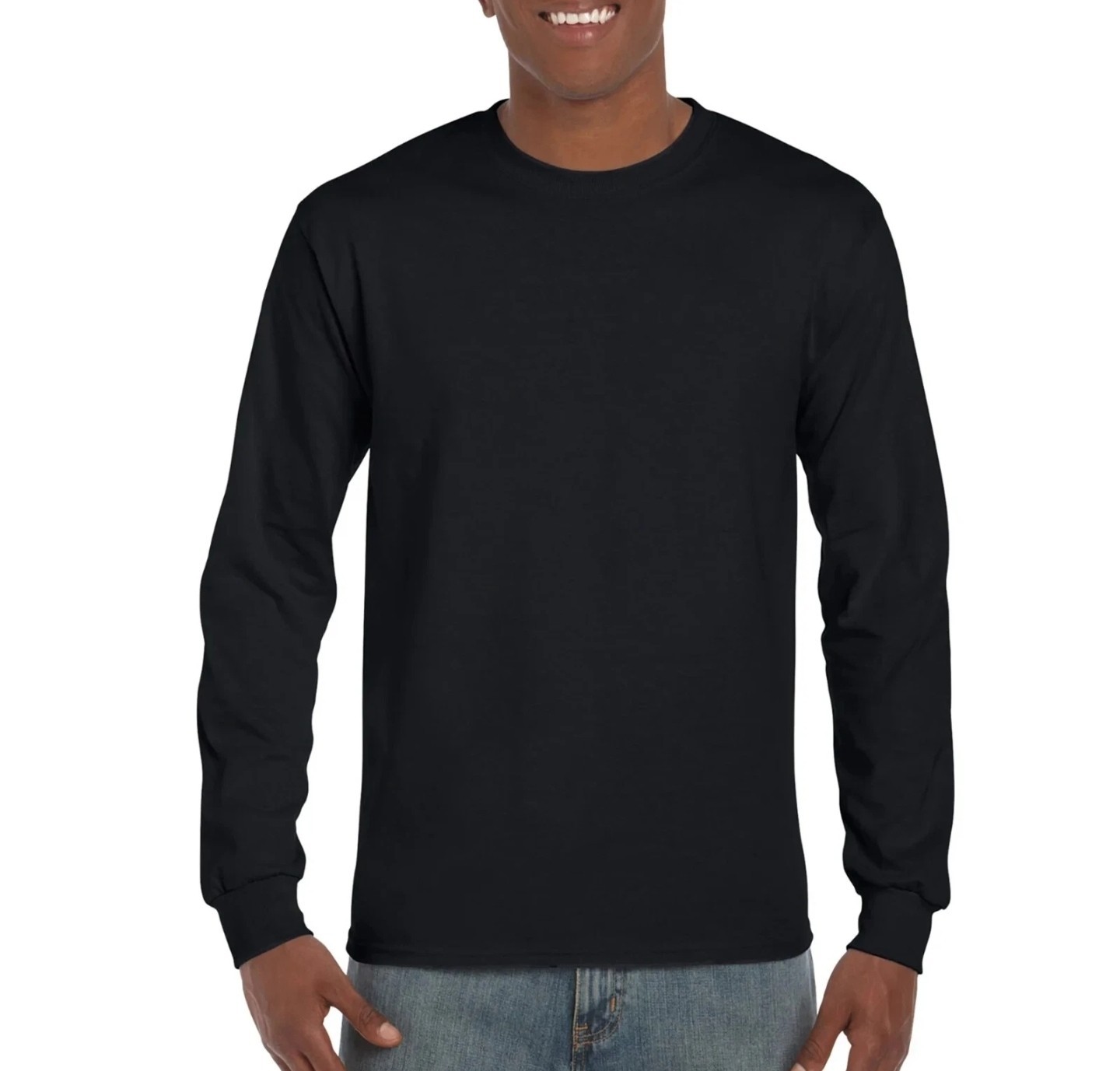 Gildan Adult Ultra Cotton Long Sleeve T-Shirt G2400 Black (4 Pack) LARGE ONLY