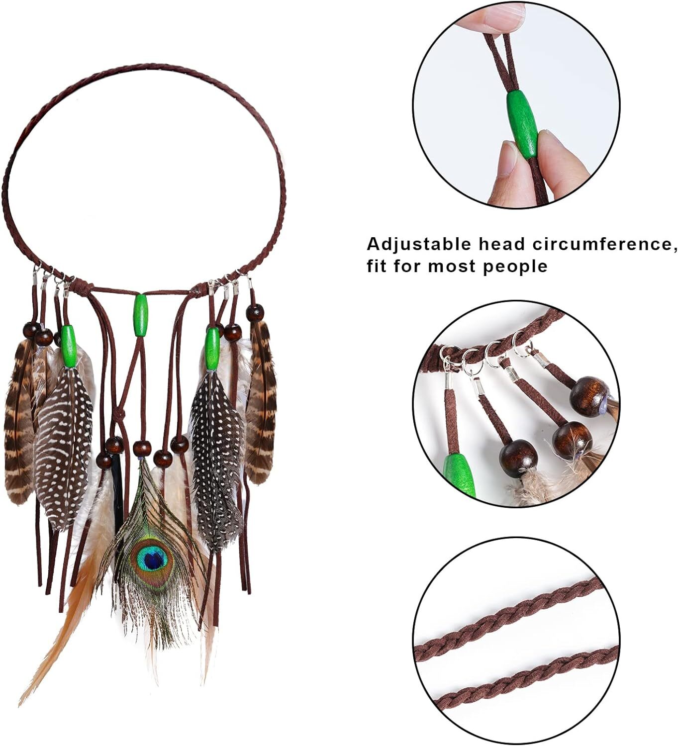 Indian Feather Headband Boho Headbands Festival as picture show