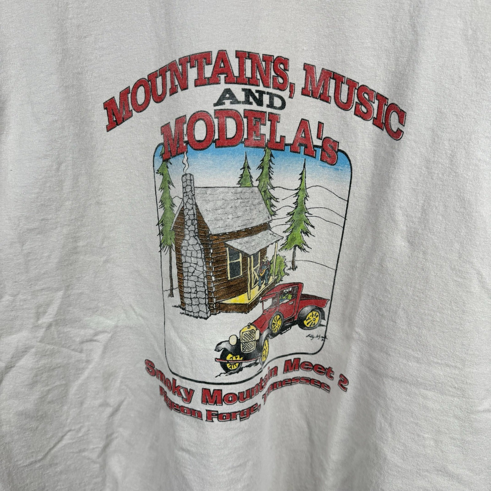 Vintage Car Show Shirt Size XXL Purple Short Sleeve Mountains Music Model As 90s