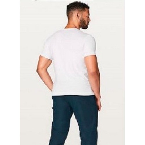 White Bamboo Cotton Blend Short Sleeve Crewneck T-Shirt Mens Large UPF 50+