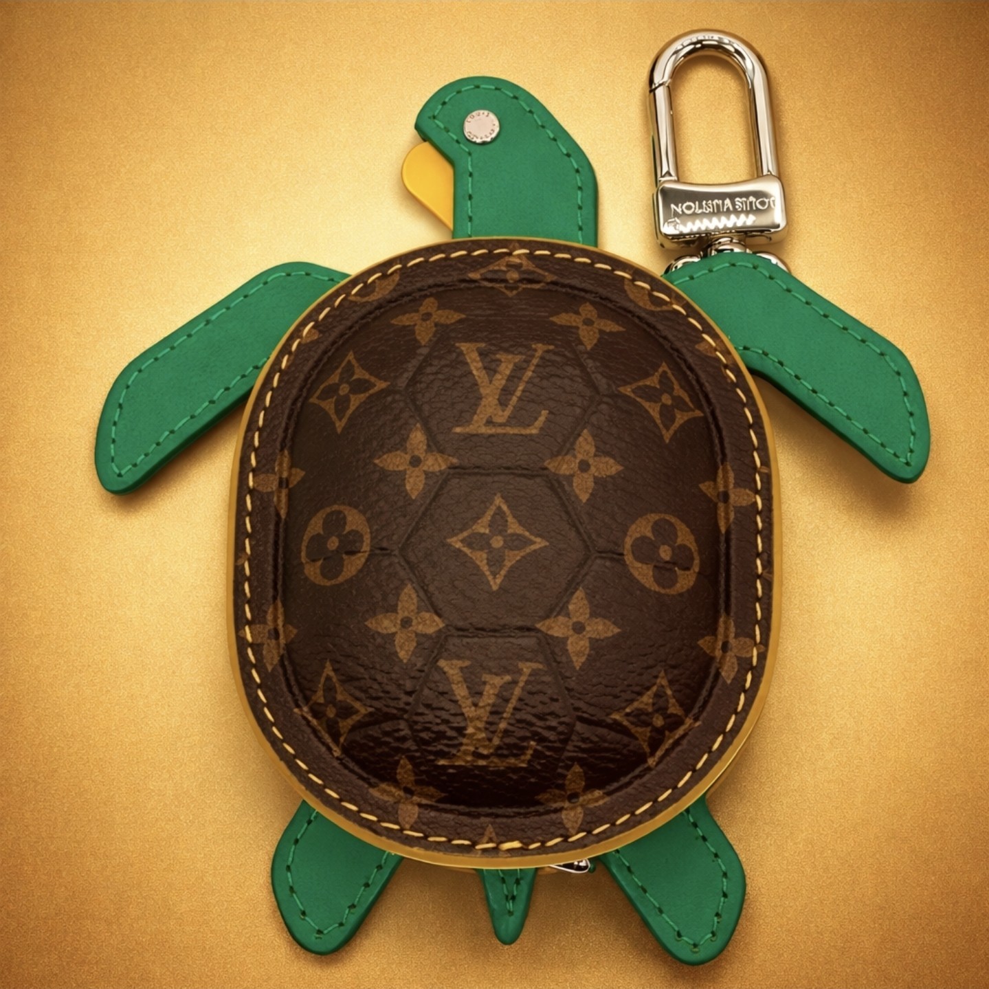 Louis Vuitton LV Monogram Green Turtle Mini Pouch Keychain Bag Charm