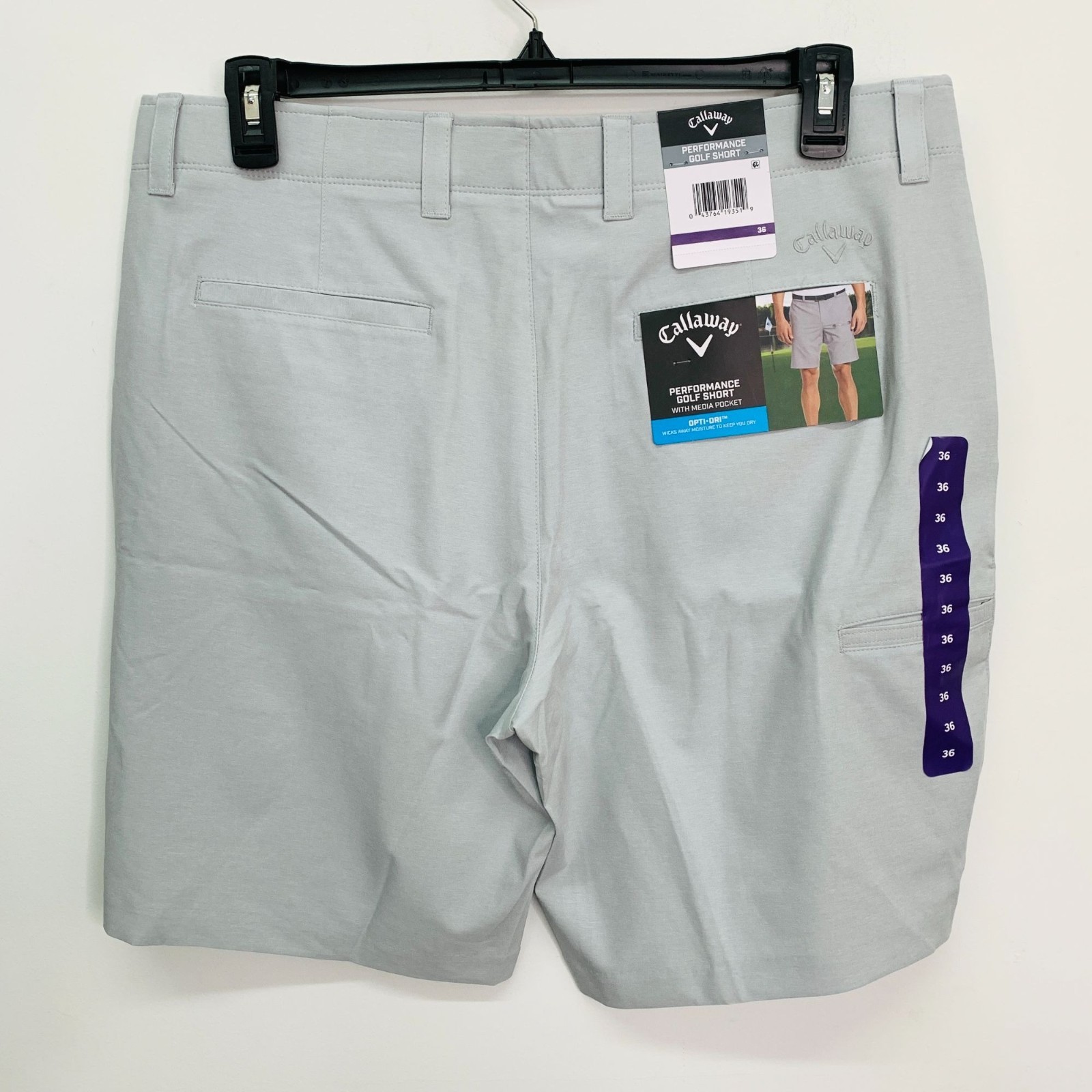 Callaway Men’s 36 Shorts Flat Front Performance Golf Short Grey Gray 36
