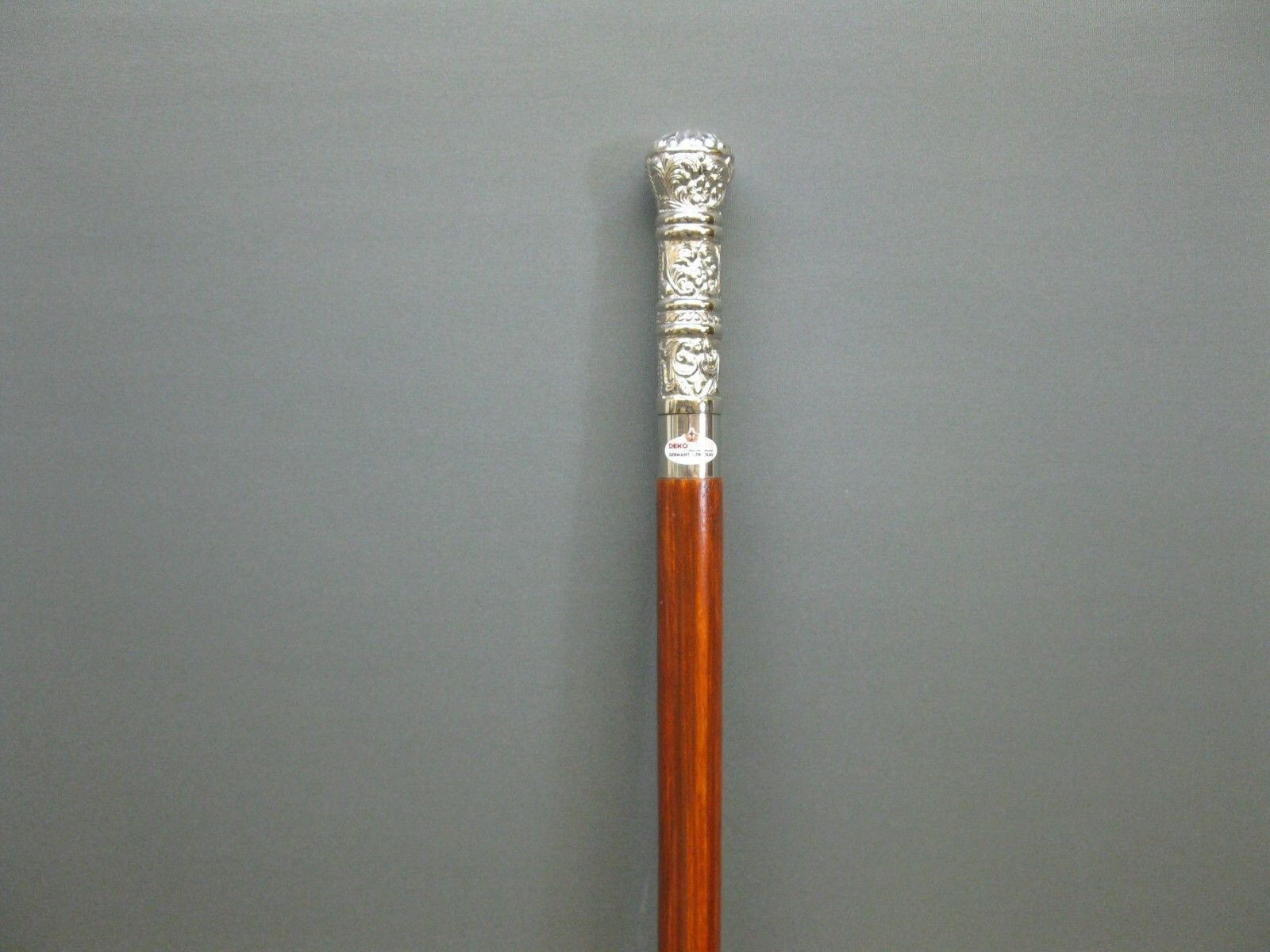 Vintage Solid Silver Brass Handle Antique Victorian Cane Wooden Walking Stick