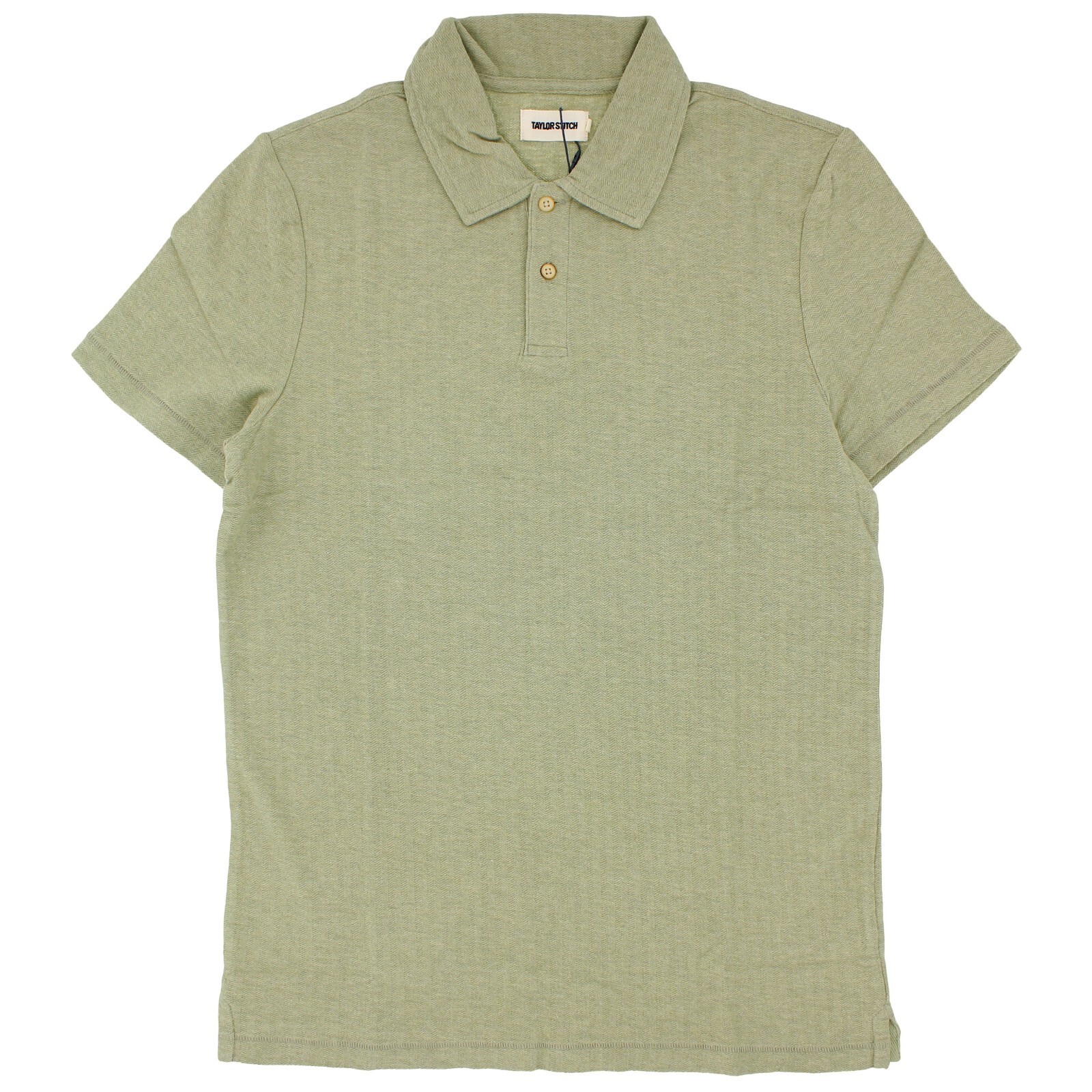 Taylor Stitch Men’s Polo Shirt Herringbone Weave Lightweight Soft Cotton Blend