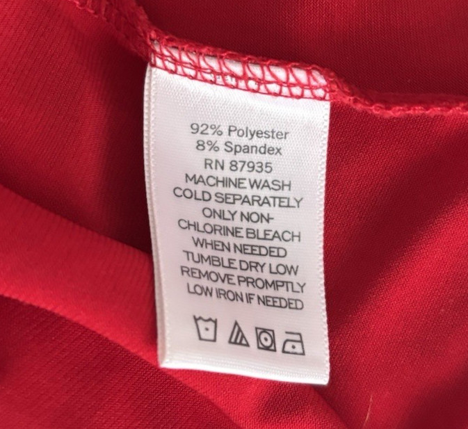 SUSAN GRAVER Red V-Neck Long Sleeve Polyester/Spandex Tunic Top XL