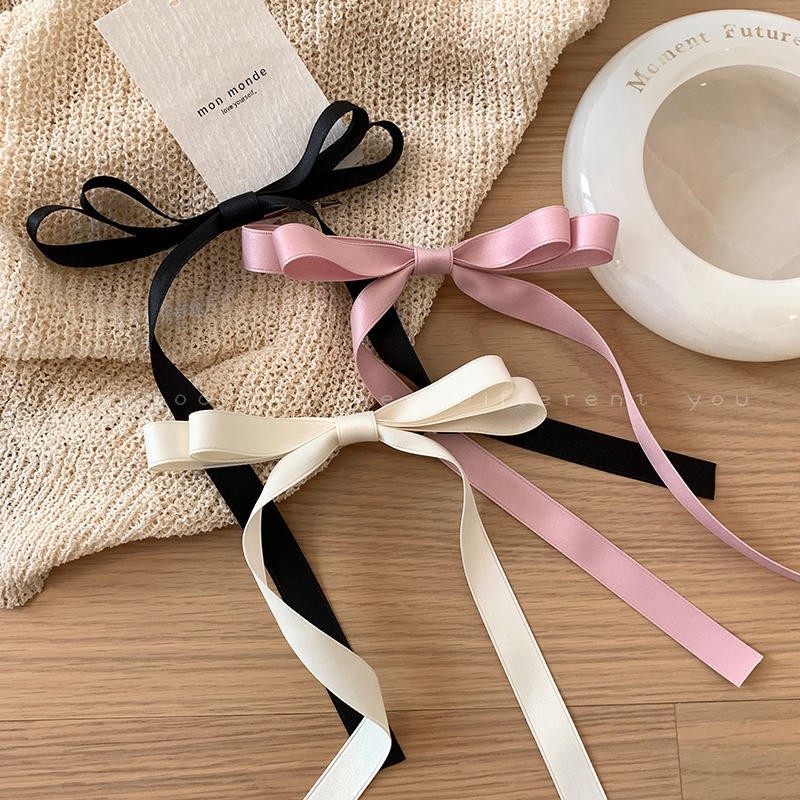 3PCS Silky Satin Hair Bows Hair Clip Ribbon Accessories for Women Girls