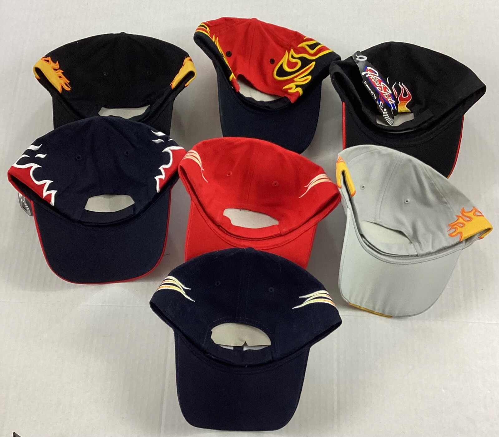 Head Shots by KC Caps Flames DEAD STOCK Blank Fire Hats Nascar WWE Vintage