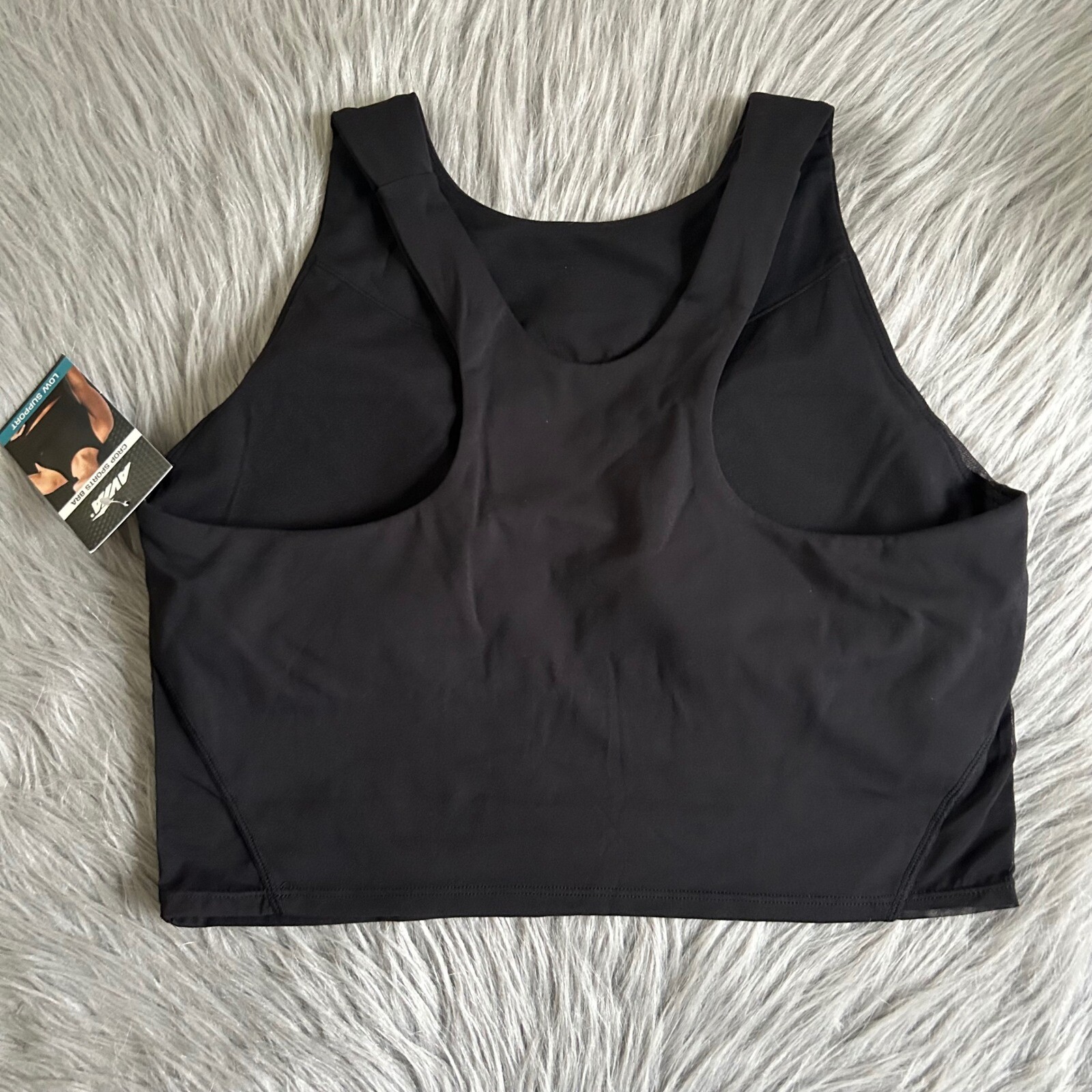 Avia Wireless Crop Sports Bra Womens Size Large (A-C) Black Moisture Wicking
