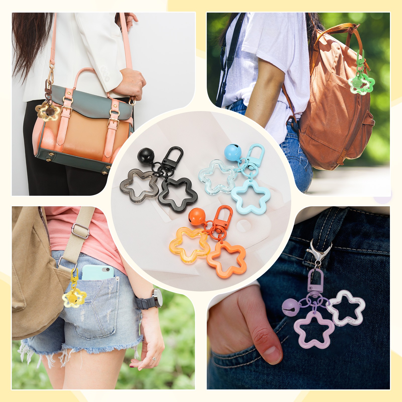 10Pcs, Star Keychain Keychain Charms White