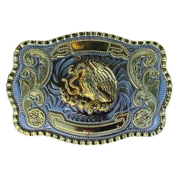 Large Mexican Emblem Western Belt Buckle, Hebilla Mexicana