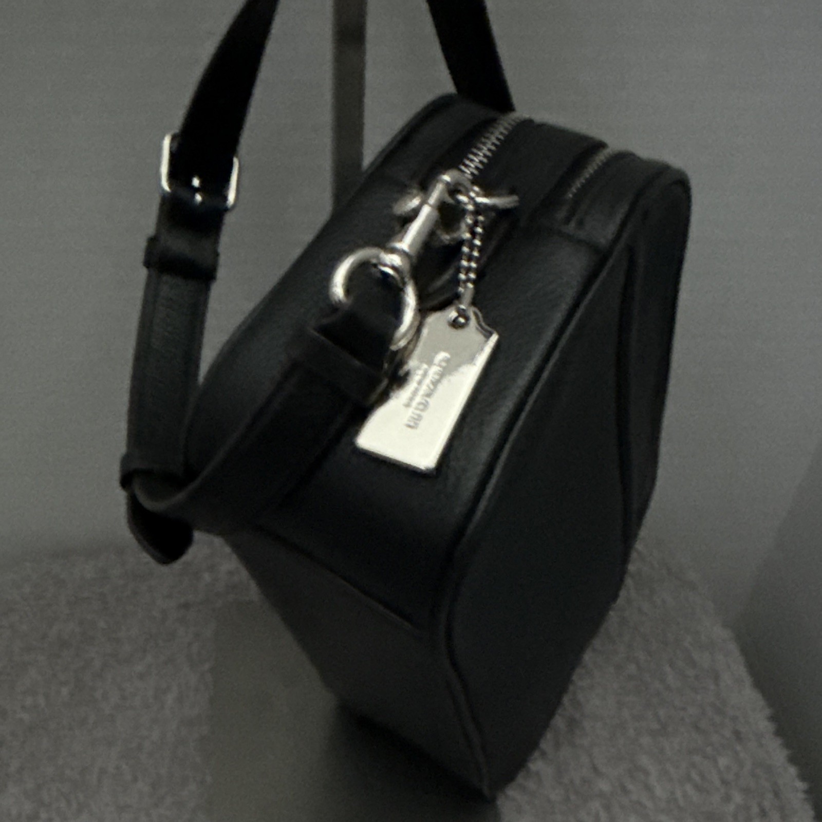Coach Patchwork Crossbody Bag Blue Black White, Double Zip, Detachable Strap
