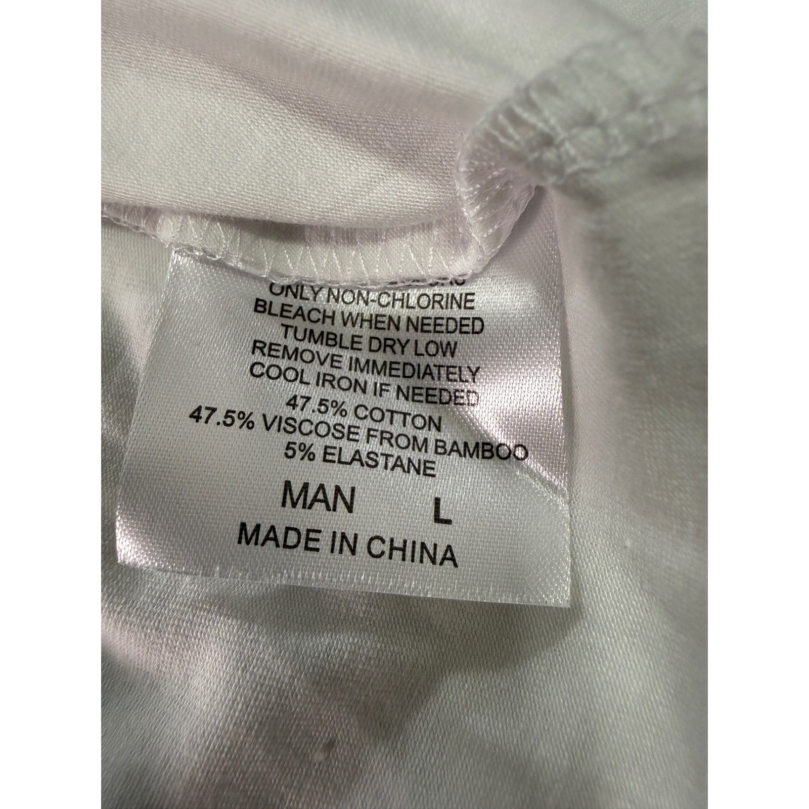 White Bamboo Cotton Blend Short Sleeve Crewneck T-Shirt Mens Large UPF 50+
