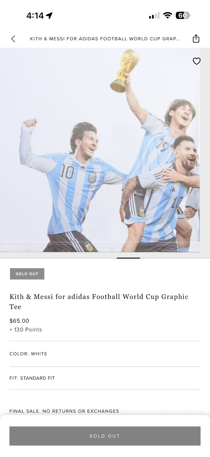 Kith & Messi for adidas Football World Cup Graphic Tee Size L – IN HAND