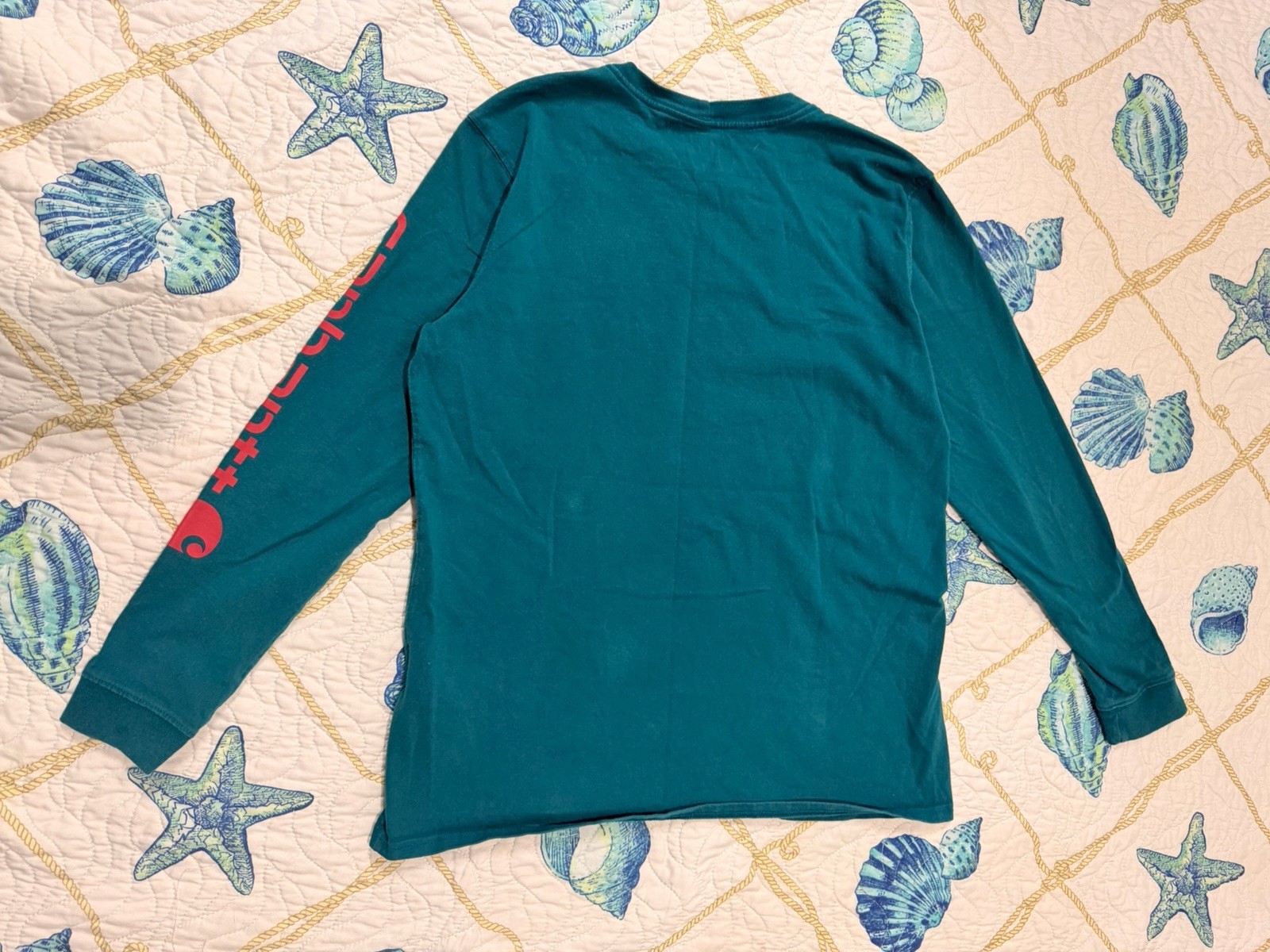 Carhartt Men’s M Regular Loose Fit Long Sleeve Crew Neck Solid Blue T-Shirt