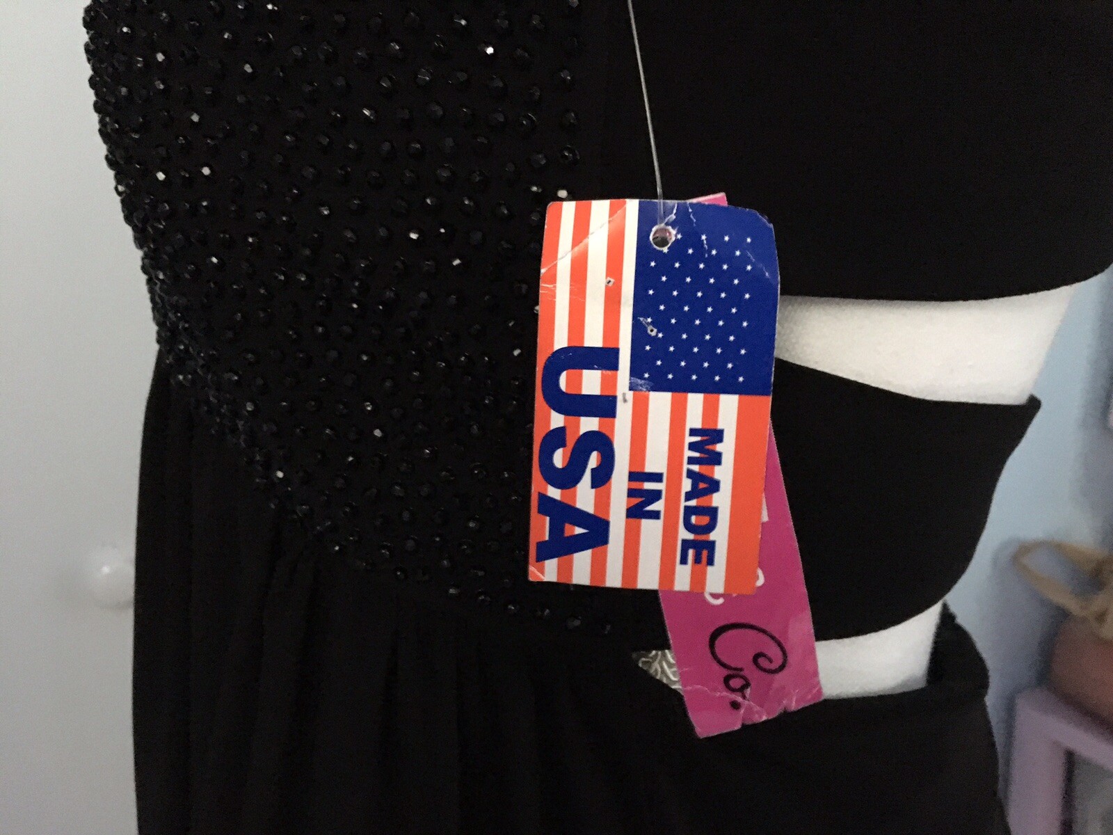 Vintage Black Strapless Cocktail Dress Size 7/8 – Beaded Macy’s Deadstock NWT